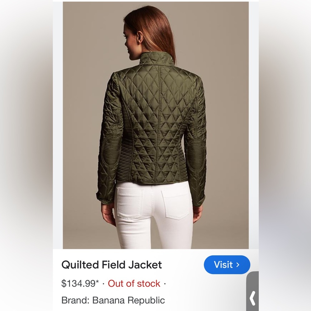 Banana Republic Green Utility Jacket with Quilted Design